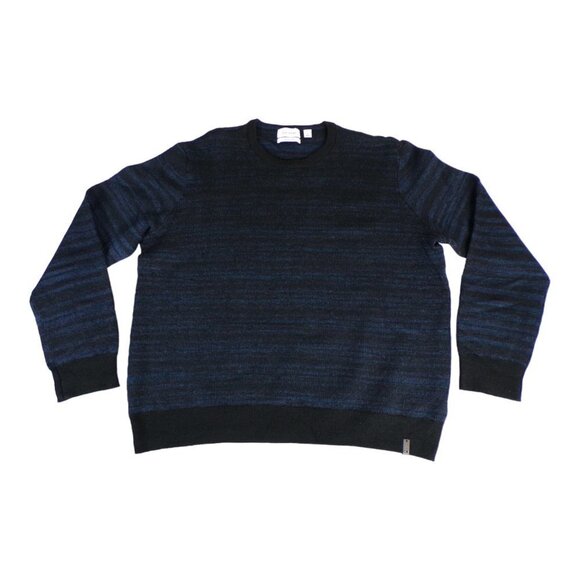 Calvin Klein Black/Blue Stripe Wool Blend Italian Yarn Sweater Size XL #51 - Picture 11 of 11